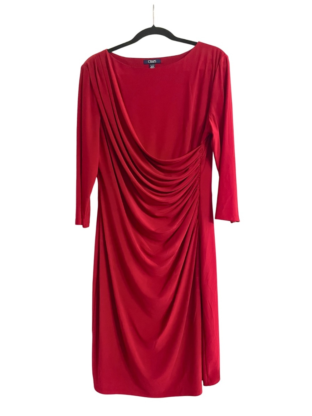 Chaps Red Draped Sheath Dress